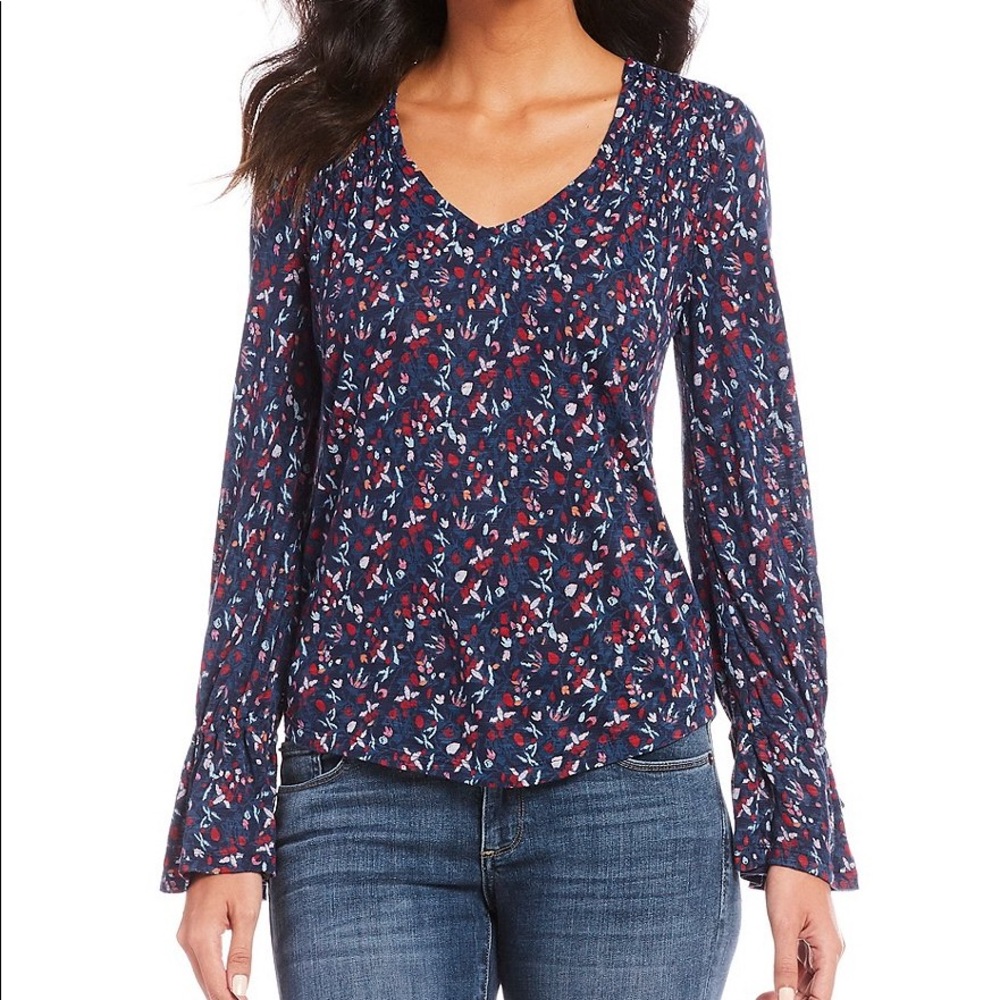 NWT Lucky Brand Floral Print with Flare Sleeves M